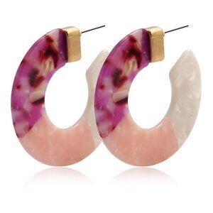 Modish Melody Hoop Fashion Jewelry Earrings, Pink